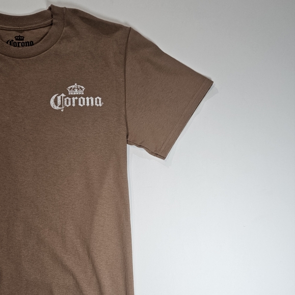 Corona T-shirt Mens‎ Small Tan Brown Casual Mexican Cerveza Beer Graphic Tee - Picture 3 of 6